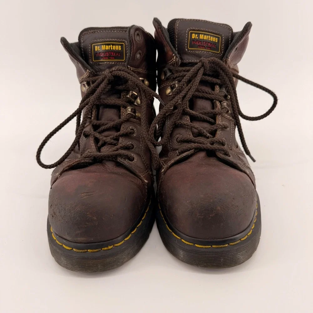Dr Martens Industrial Steel Toe Work Boots Mens 11 Brown Leather Lace Up Hiking
